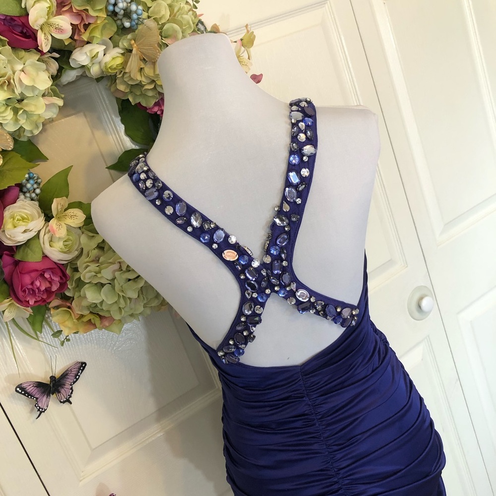 Jewel Ruched Bodycon Mini Dress - Picture 2 of 13